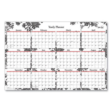 Blue Sky® Analeis Laminated Erasable Wall Calendar, Floral Artwork, 36 X 24, White-black-salmon Sheets, 12-month (jan To Dec): 2022 freeshipping - TVN Wholesale